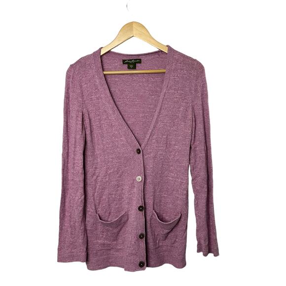 Eddie Bauer Purple Lightweight V-Neck Cardigan Long Sleeve Sweater Women's XS - Picture 1 of 6